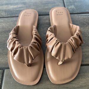 A New Day Beige Women's Ruffle Sandals